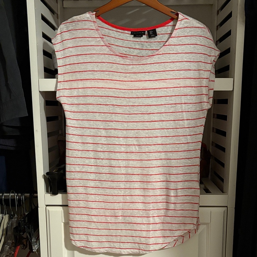 H&M Red and White Striped Short Sleeve Tee